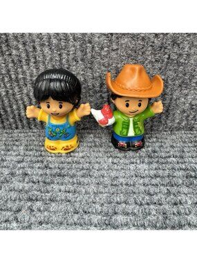 Little People Rancher Farmer Lot Boy Girl Cowboy Hat Overalls Farm Fisher-Price